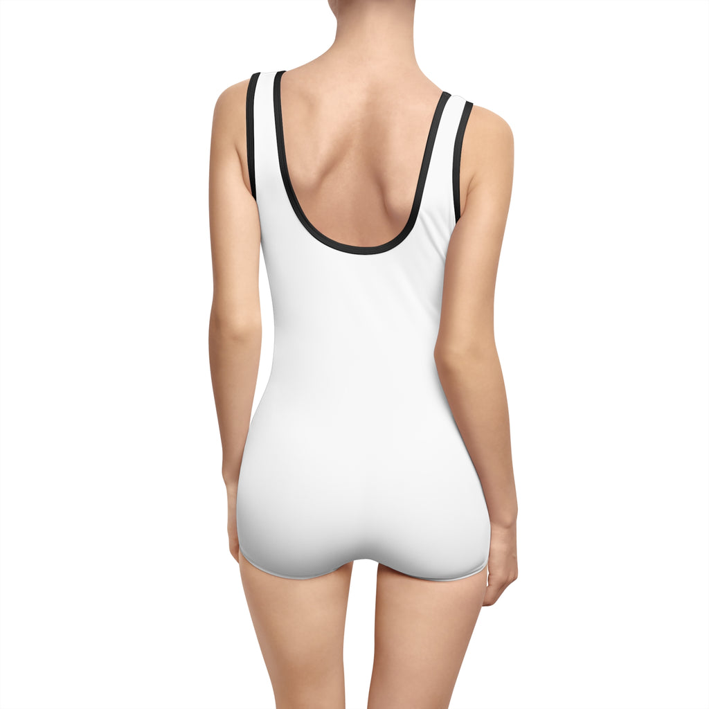 Vintage Beach One-Piece Swimsuit — "Salt in the Sand, Hair" Tropical Graphic