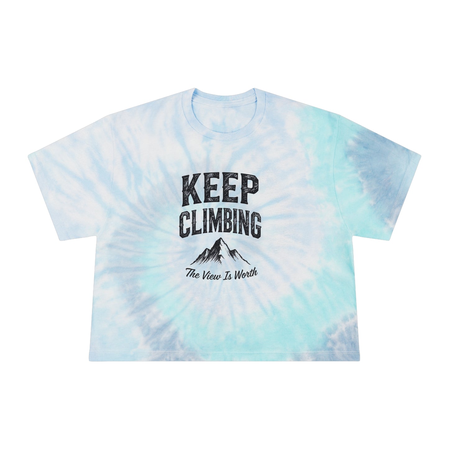 Keep Climbing Tie-Dye Crop Tee | Women's Mountain Graphic Shirt | Best Hiking Gift for Her 2026