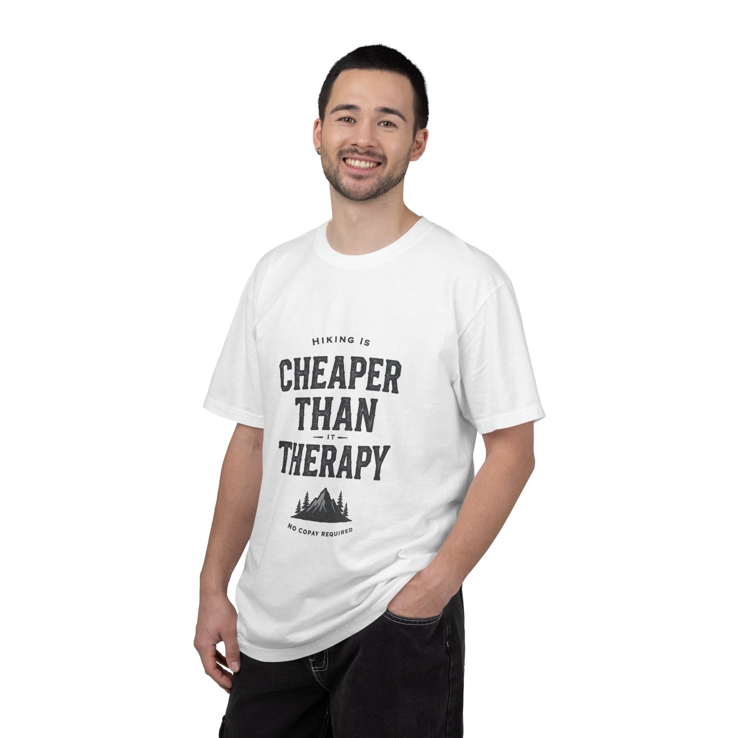 Hiking Is Cheaper Than Therapy T-Shirt | Premium Garment Dyed Outdoor Tee | Best Hiker Gift 2026