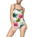 Lotus Watercolor One-Piece Swimsuit — Floral Bathing Suit for Women