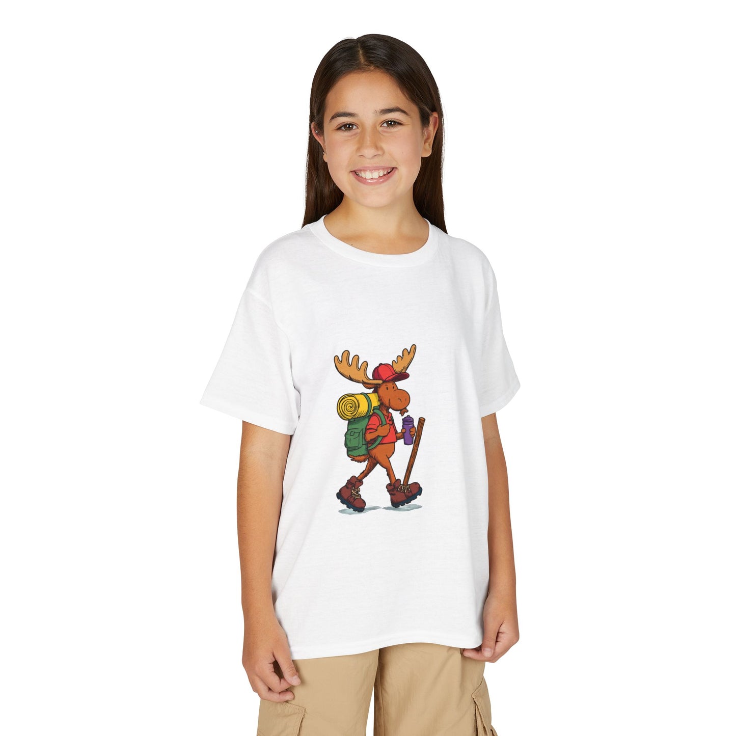 Kids Hiking Moose T-Shirt | Cute Backpacking Moose Graphic Tee for Boys & Girls | Best Kids Outdoor Gift 2026