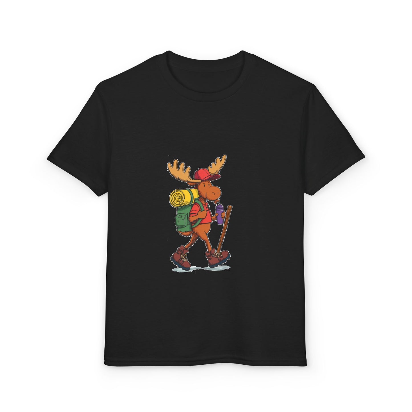 Kids Hiking Moose T-Shirt | Cute Backpacking Moose Graphic Tee for Boys & Girls | Best Kids Outdoor Gift 2026