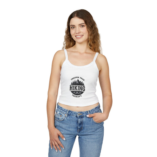 Hiking Tank Top | Cheaper Than Therapy Women's Crop Spaghetti Strap | Best Outdoor Gift for Her 2026