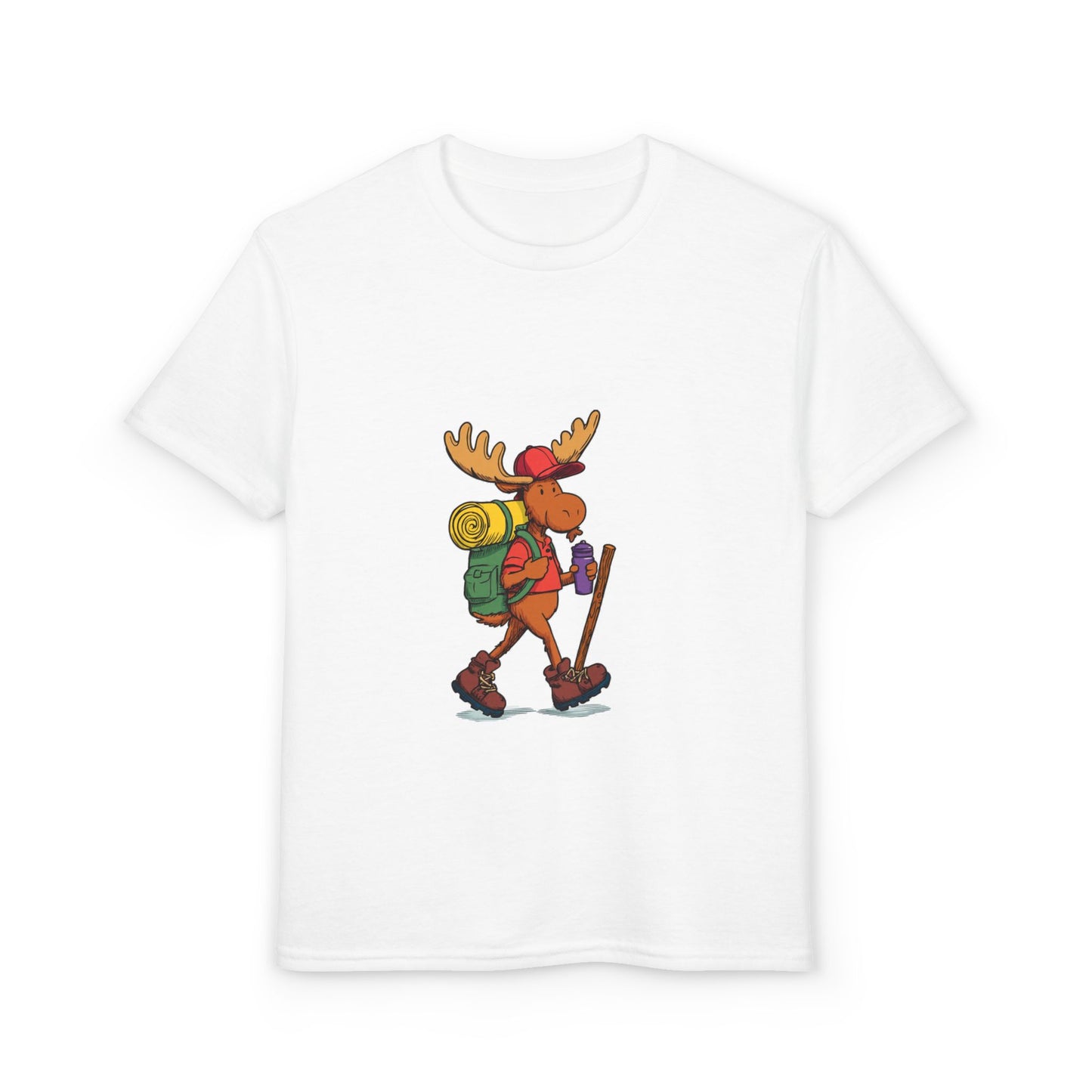 Kids Hiking Moose T-Shirt | Cute Backpacking Moose Graphic Tee for Boys & Girls | Best Kids Outdoor Gift 2026