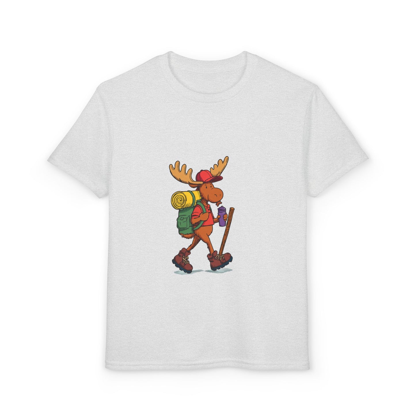Kids Hiking Moose T-Shirt | Cute Backpacking Moose Graphic Tee for Boys & Girls | Best Kids Outdoor Gift 2026