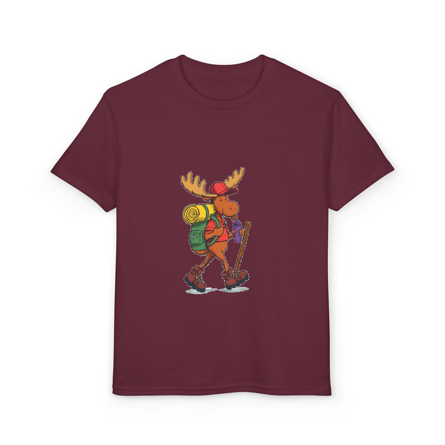 Kids Hiking Moose T-Shirt | Cute Backpacking Moose Graphic Tee for Boys & Girls | Best Kids Outdoor Gift 2026