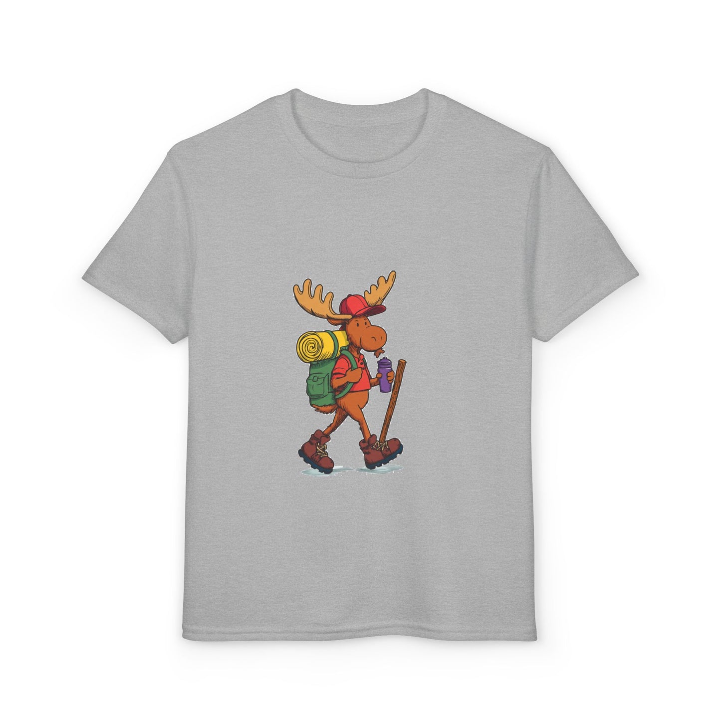 Kids Hiking Moose T-Shirt | Cute Backpacking Moose Graphic Tee for Boys & Girls | Best Kids Outdoor Gift 2026